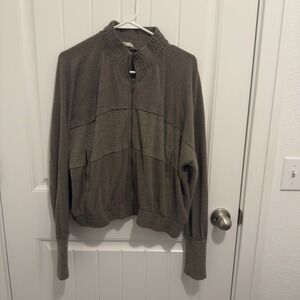 Hem & Thread Women's Brown Zip Up Soft Sweater Brown Size Large